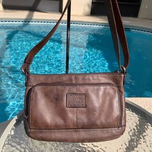 Fossil brown leather crossbody bag